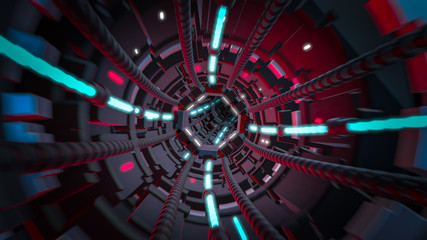 3d render of futuristic tunnel with light. Abstract background, business, sci-fi, technology, transportation or science concept. © Quardia Inc.