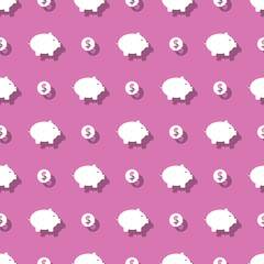 Piggy Bank And Dollar Coin Savings Seamless Background