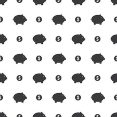 Obraz premium Piggy Bank And Dollar Coin Savings Seamless Silhouette Clear Background