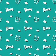 Bed For Sleeping Seamless Pattern Background
