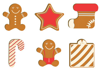 Gingerbread man decorated colored icing. Qualitative vector illustration for new year's day, christmas, winter holiday, cooking, new year's eve, food, silvester, etc
