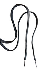 unbound black shoe laces isolated on white background