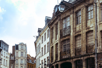 antique building view in Old Town Lille, France