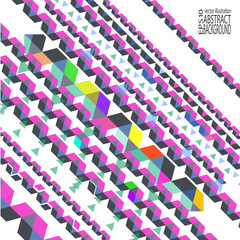 Fototapeta premium Abstract geometric background from strips of rhombuses of triangles and parallelepipeds