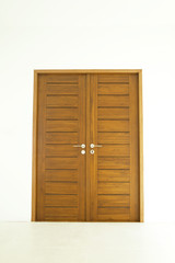 Wooden door with door handle