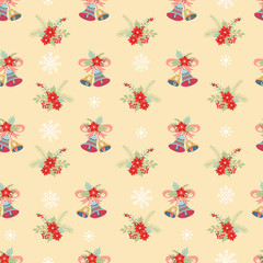 Fototapeta na wymiar Seamless pattern with christmas bells