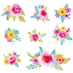 Set of watercolor bouquets