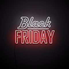 Fototapeta premium Black Friday background. Neon sign. Vector illustration.