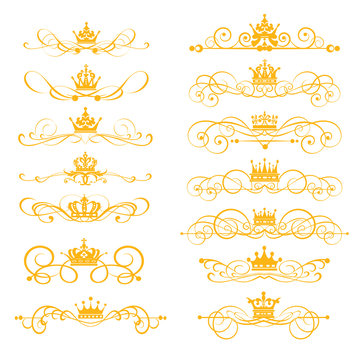 Gold elements in Victorian style, vector set
