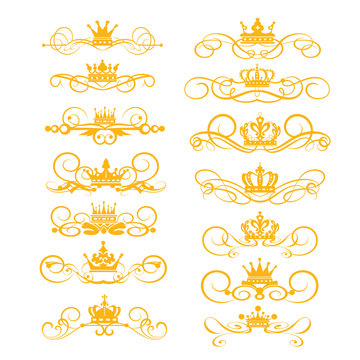 Gold elements Victorian style vector set
