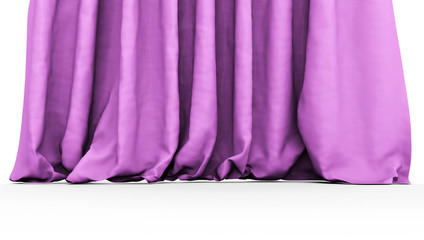 Pink curtains. 3d illustration isolated on white background