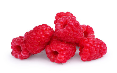 ripe raspberries isolated on white background close up © vadarshop