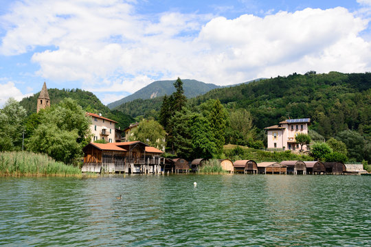 boat storeroom on the Caldonazzo lake, Italy   