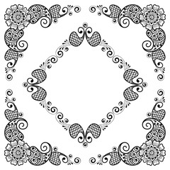 Hand drawn floral background with place for text. Vector Illustration