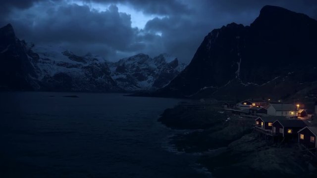 fisherman village Hamnoy by night, Lofoten Islands, Norway