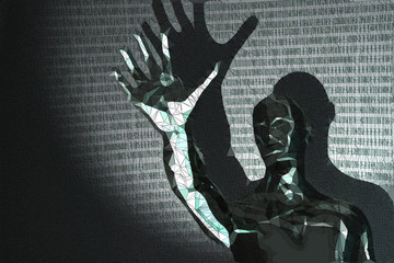 Mann streckt Hand aus - lowPoly