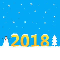 2018 Background with snowman and Christmas tree