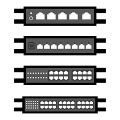 vector of Network switch or router icon set