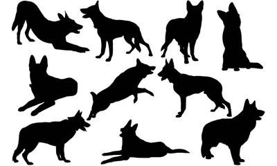 German Shepherd Dog Silhouette Vector Graphics