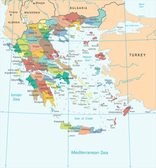 Fototapeta na wymiar Greece Map - Detailed Vector Illustration