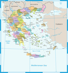 Fototapeta na wymiar Greece Map - Detailed Vector Illustration