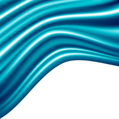 Abstract blue satin fabric wave with blank space luxury background vector illustration.