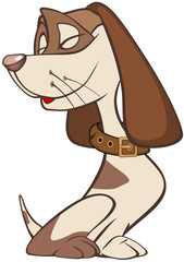 Illustration of a Cute Hunting Dog. Cartoon Character