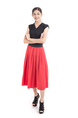 Portrait of Asian Woman with beautiful dress. Woman Fashion Concept. Isolated on White background.