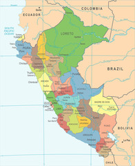 Peru Map - Detailed Vector Illustration