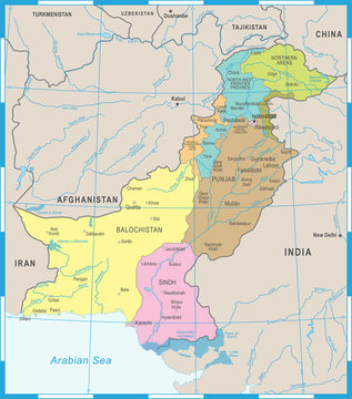 Pakistan Map - Detailed Vector Illustration