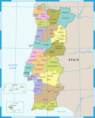 Portugal Map - Detailed Vector Illustration