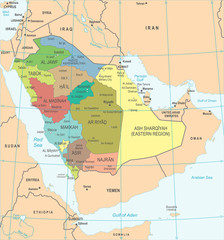 Saudi Arabia Map - Detailed Vector Illustration