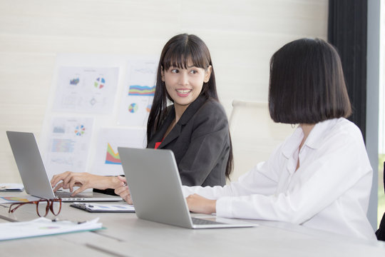 Young asian women working with team for business meeting plan, woman working concept,