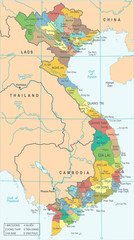Fototapeta na wymiar Vietnam Map - Detailed Vector Illustration