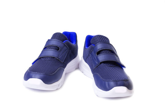 Sneakers blue on a white background
