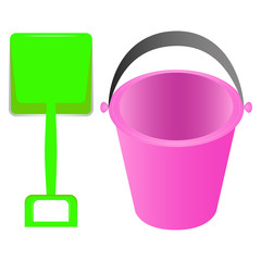 Sand bucket and shovel toy, Vector illustration