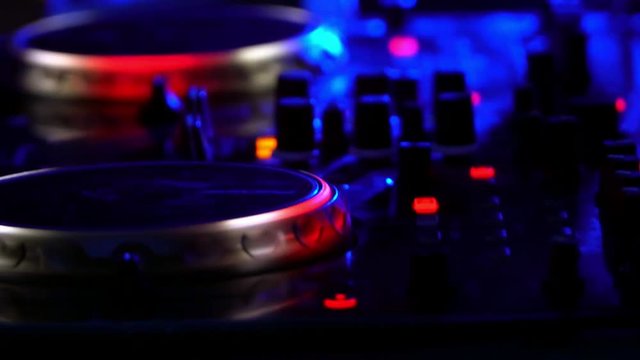 DJ deck party. light flashes