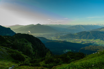 View from Gruttenhuette, an alpine hut on Wilder Kaiser mountains, Going, Tyrol, Austria -  Hiking in the Alps of Europe
