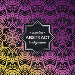 Ethnic floral seamless pattern with mandalas