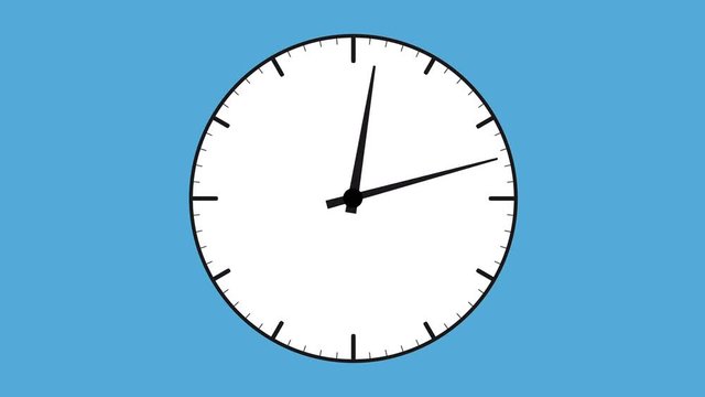 animation of movement of the hands on the clock face at different speeds. white dial on a blue background