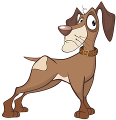 Illustration of a Cute Hunting Dog. Cartoon Character