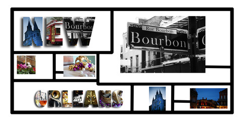 New Orleans collage on white