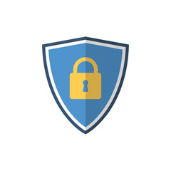Shield with padlock icon, security logo