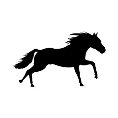Silhouette of running horse.