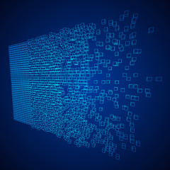 Big data visualization. Machine learning algorithms. Analysis of information. Visual data infographics design. Science and technology wireframe poly mesh vector background