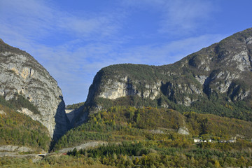 The Vajont Dam in Fviuli Venezia Giulia, north east Italy. The dam is famous for a deadly landslide in 1963.
