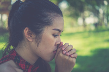Close up sad beautiful asian woman from unrequire love,she think so much about boyfriend,life without love