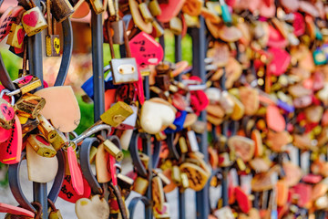 Juliet Love Garden with its many Love padlocks in Asiatique The Riverfront. It is a large open-air shopping mall in Bangkok, Thailand