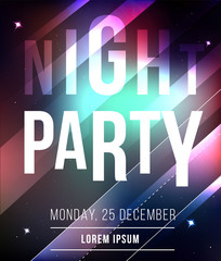 Night party abstract vector banner. Night club poster