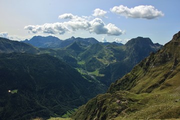 Alpi Orobie: Coca hut and alpine landscape in august. Bergamo, Italy